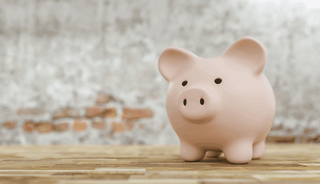 piggy bank on a table