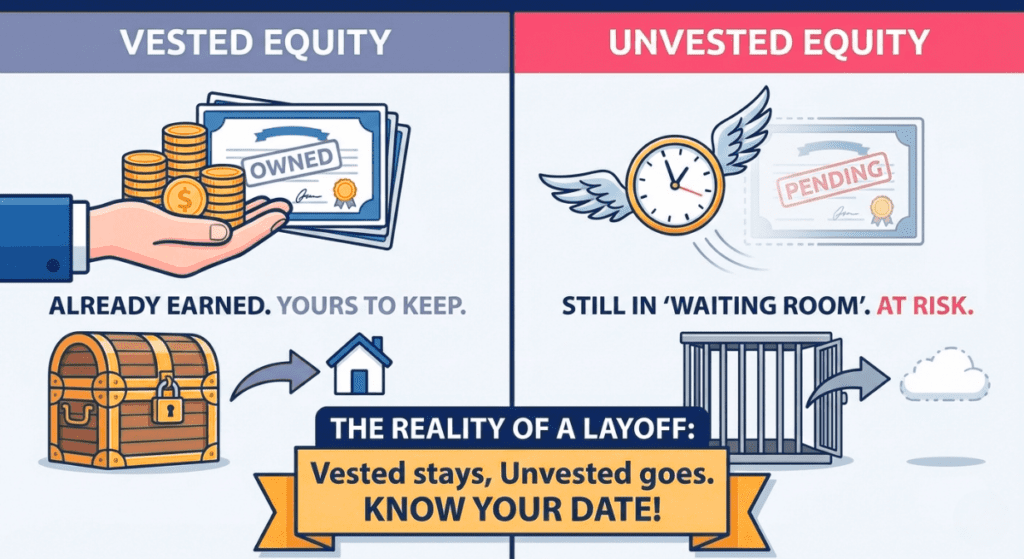 know your vesting date - unvested equity is at risk