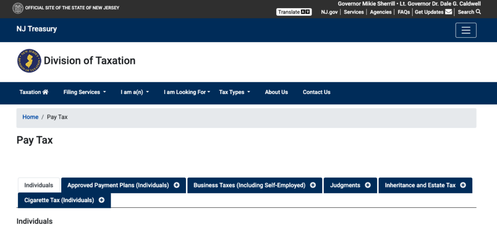 NJ State Estimated Taxes